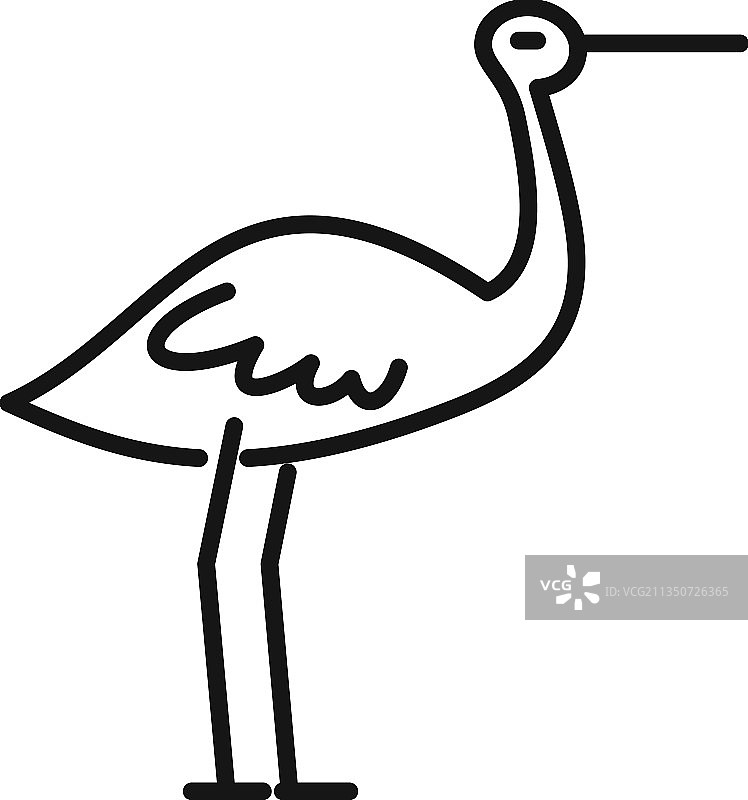 树枝上的鹳鸟图标 轮廓婴儿鹳图片素材