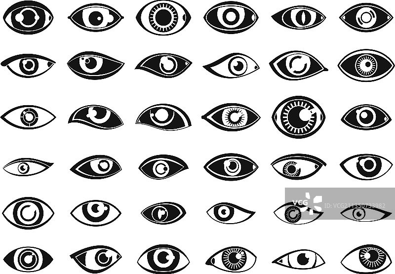 眼睛图标合集，简约面部器官图片素材