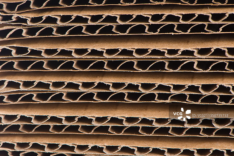 瓦楞纸箱内部波纹剖面图片素材