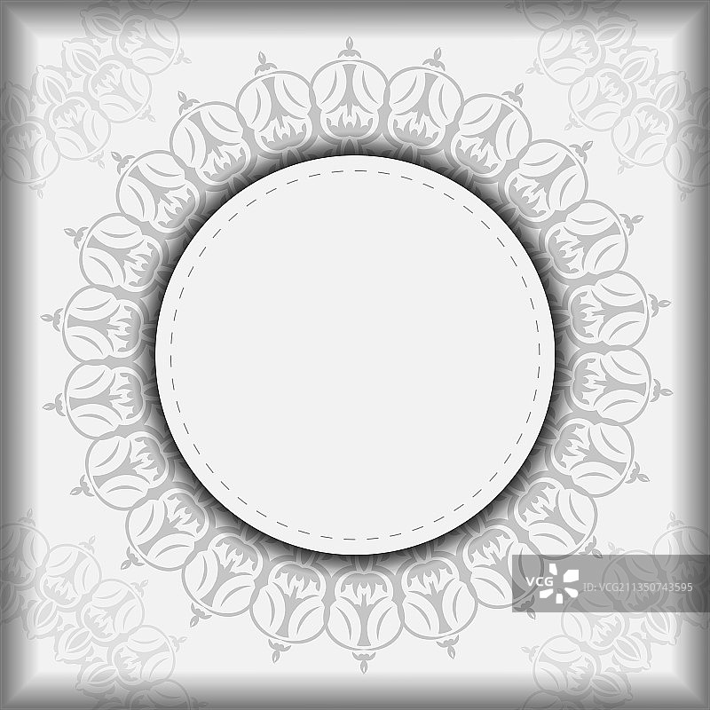 白色曼陀罗图案明信片设计图片素材