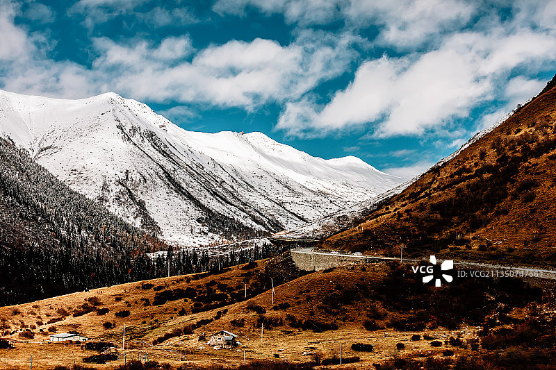 川西黑水达古冰川自然风光图片素材