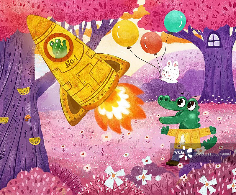 小鳄鱼的航天梦图片素材