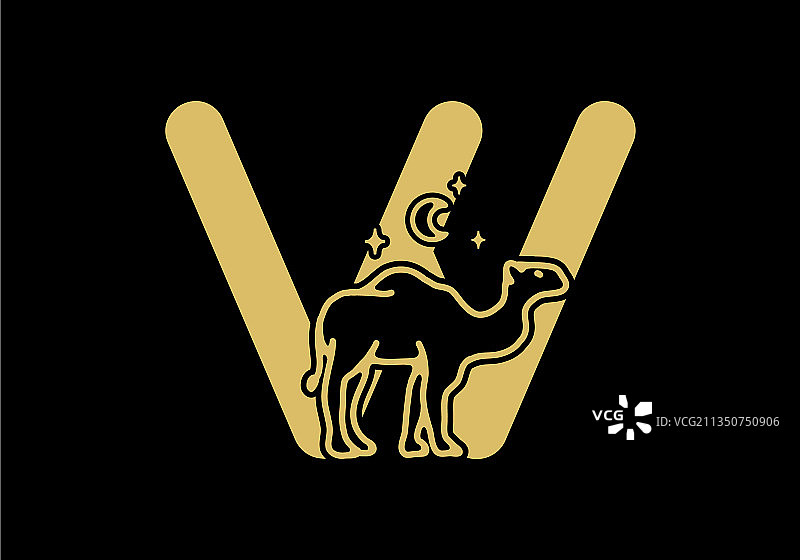 骆驼造型W字母棕色设计图片素材
