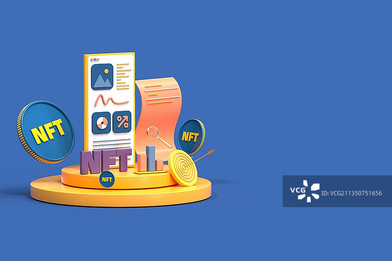 3d渲染NFT概念插图图片素材
