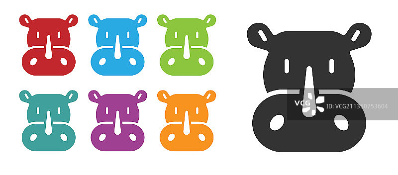 白色背景上的黑色犀牛图标图片素材