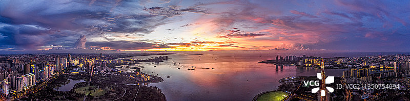 海口湾晚霞图片素材