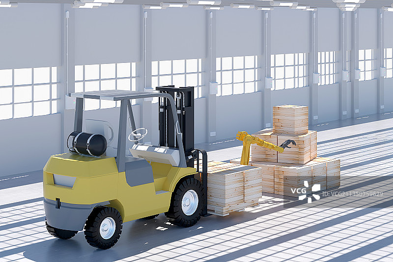 3D叉车和货运装卸图片素材