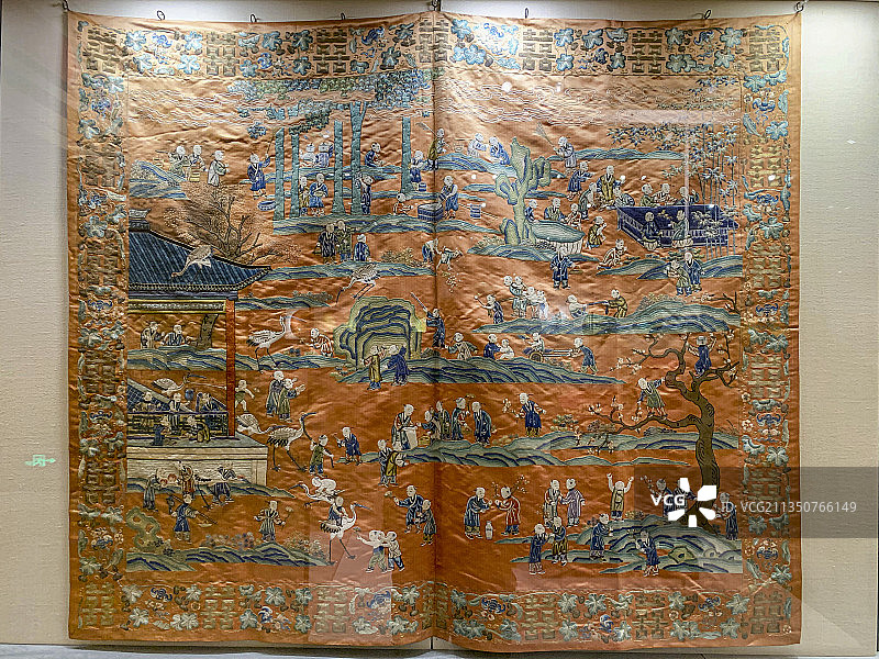 百子图刺绣图片素材