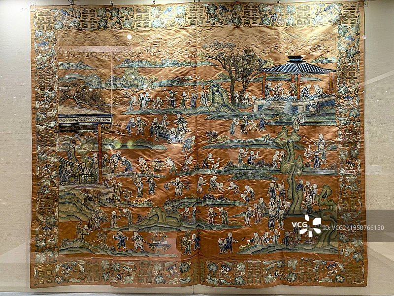 百子图刺绣图片素材