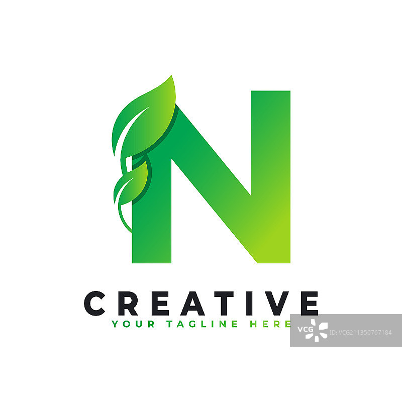 绿色树叶字母N标志设计单图图片素材