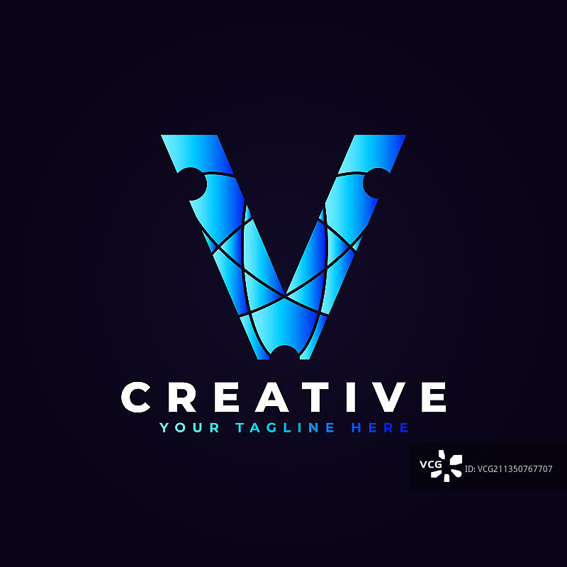 字母V原子连接标志图片素材