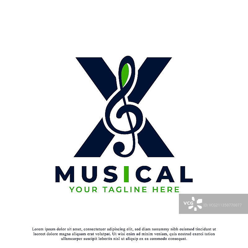 带音符的字母X Logo设计元素图片素材