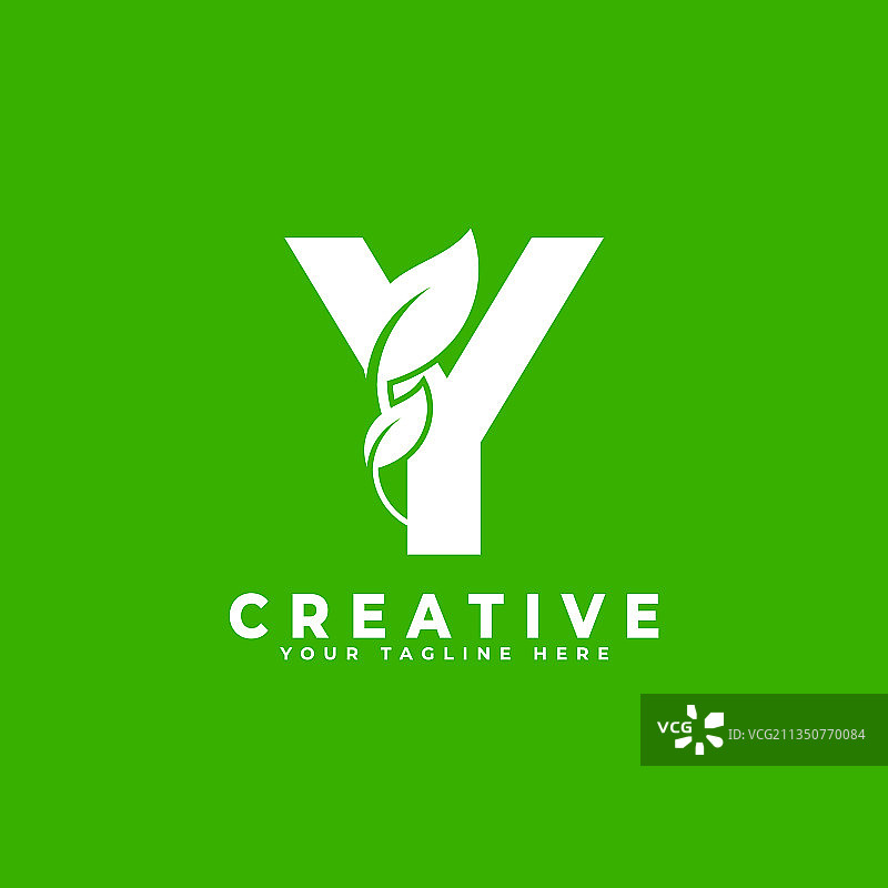 字母Y与树叶绿色标志设计元素图片素材