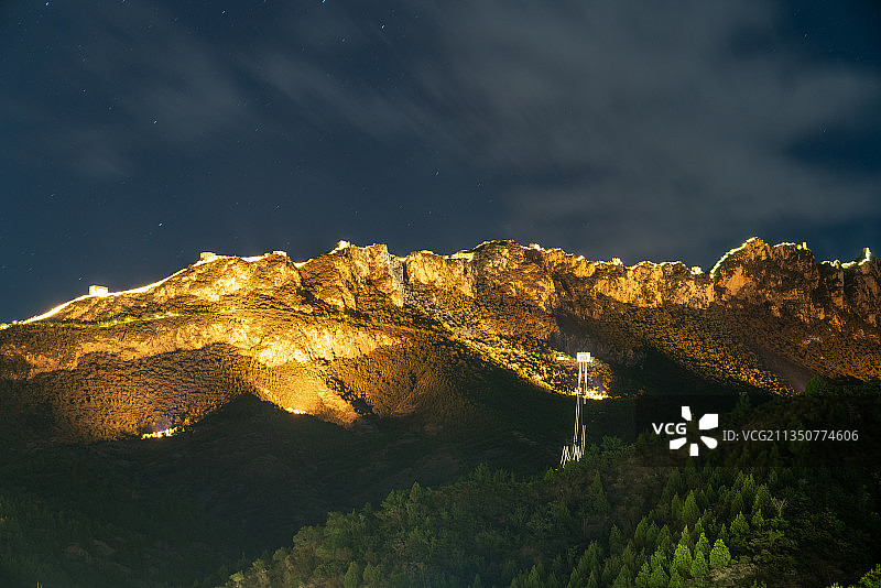 北京市 密云区 古北水镇 司马台长城 夜景图片素材