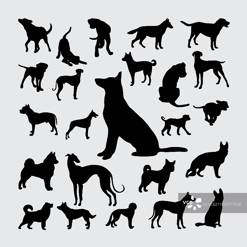 一组狗狗剪影图片素材