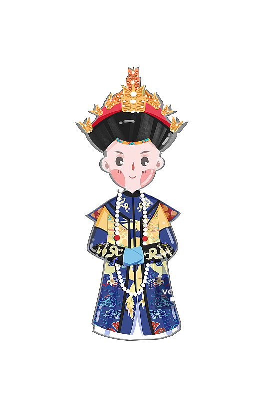 中国风清朝皇后插画元素图片素材