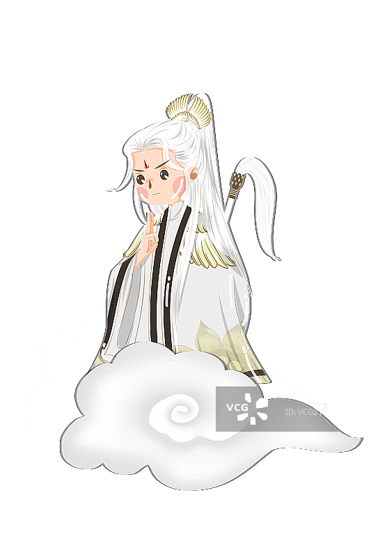 中国风可爱古代仙侠道长插画元素图片素材
