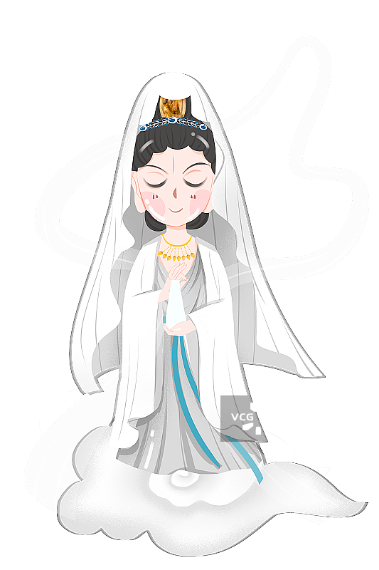 中国风可爱古风观音插画元素图片素材