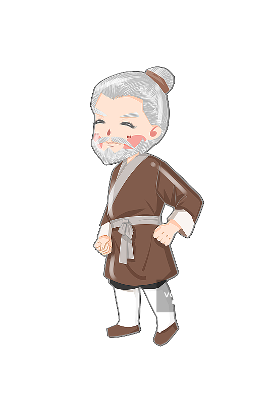 中国风可爱古代老年人插画元素图片素材