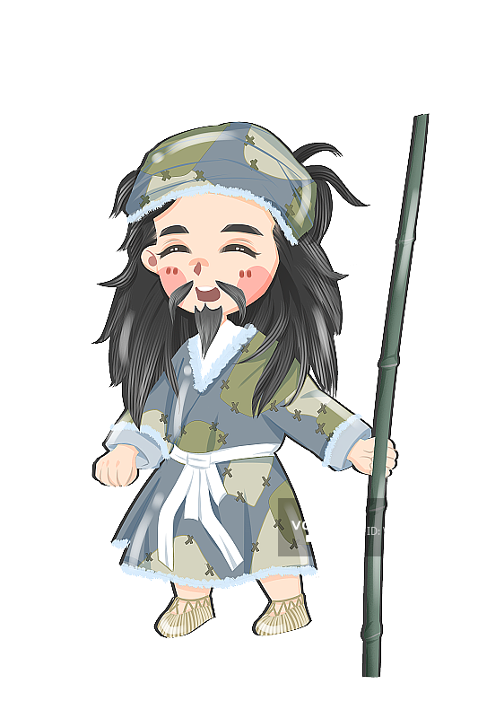 中国风可爱古代乞丐插画元素图片素材