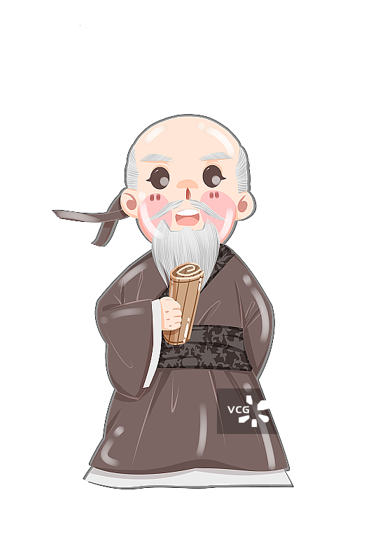 中国风可爱古代老年夫子插画元素图片素材