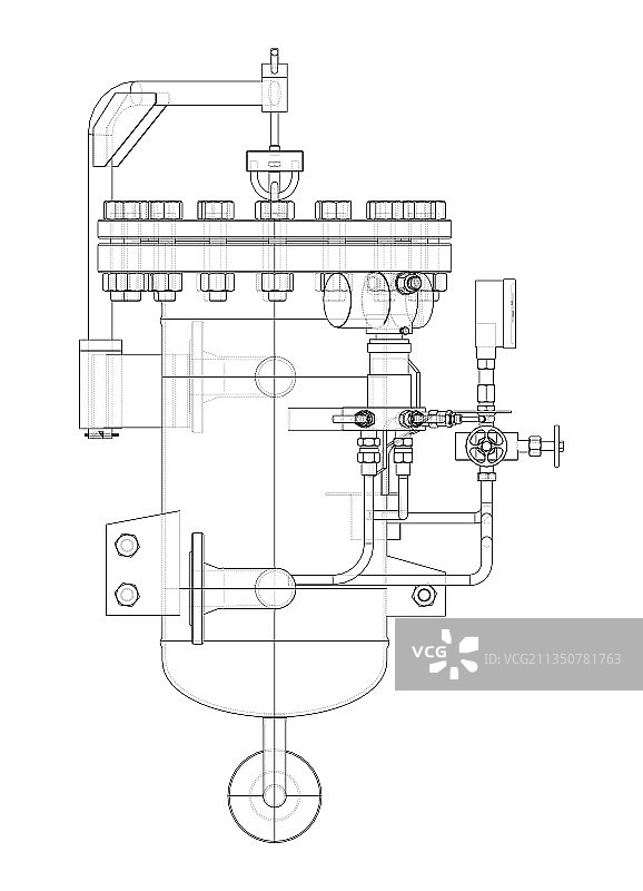 带龙头和压力表的工业空气滤清器图片素材