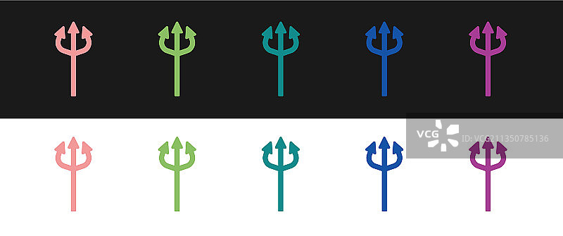 黑白背景上的三叉戟恶魔图标图片素材