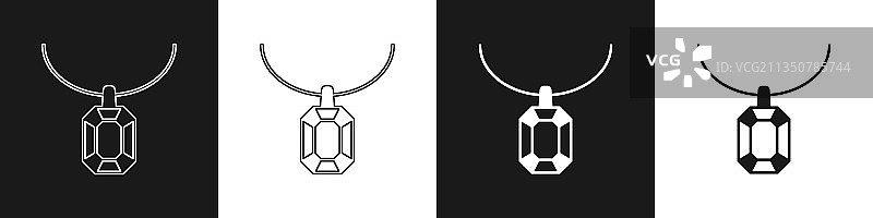 黑色背景上的项链吊坠图标图片素材