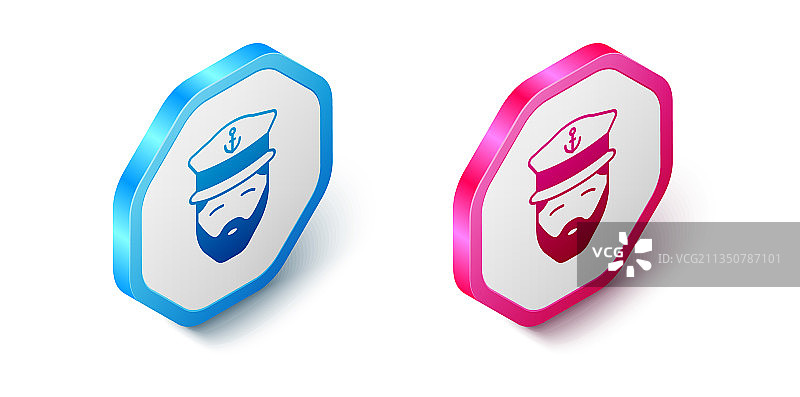 白色背景的2.5D船长图标图片素材