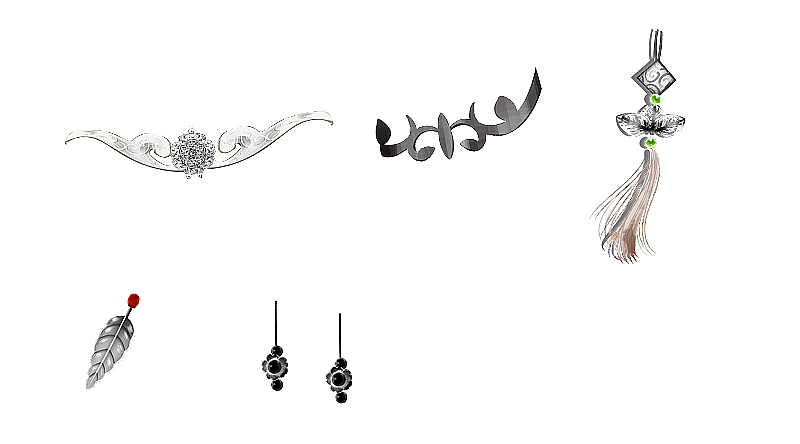 中国风头饰配饰插画元素图片素材