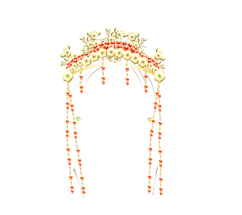 中国风新娘头饰插画元素图片素材