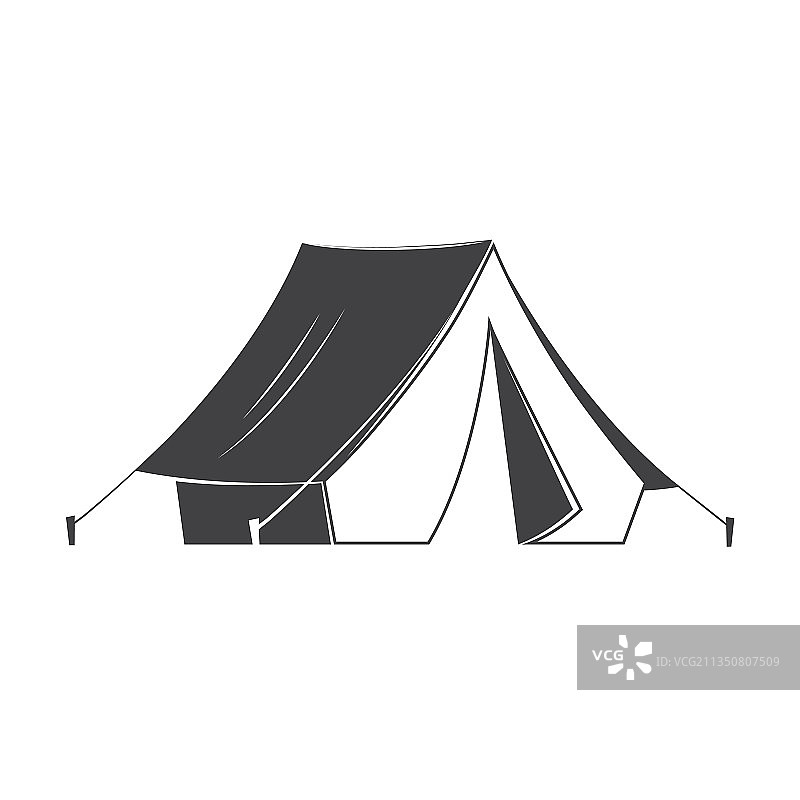 白色背景上的露营帐篷轮廓图片素材