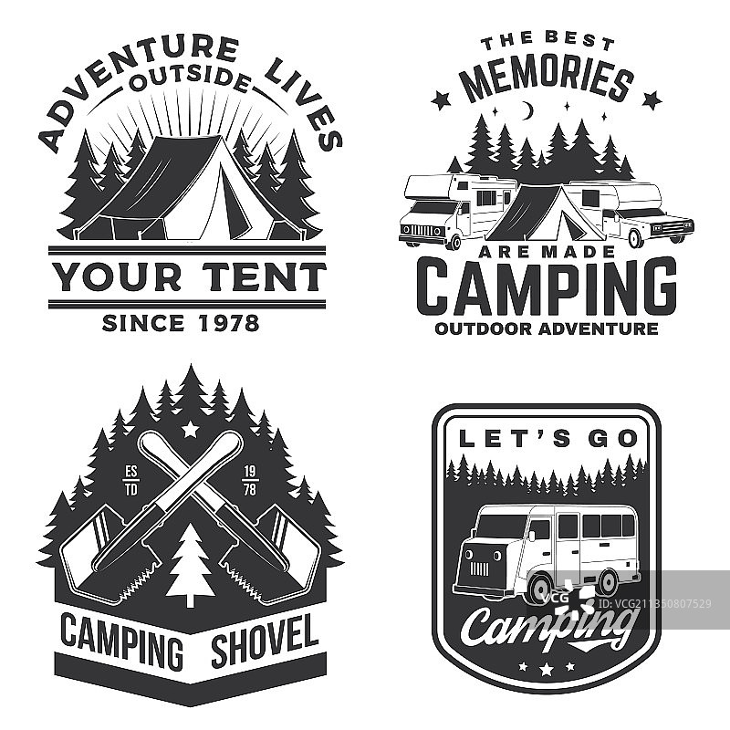 露营徽章布贴图案图片素材