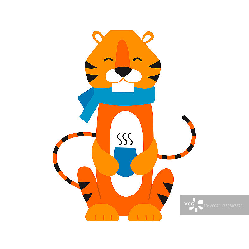 卡通风格老虎 2022新年图片素材