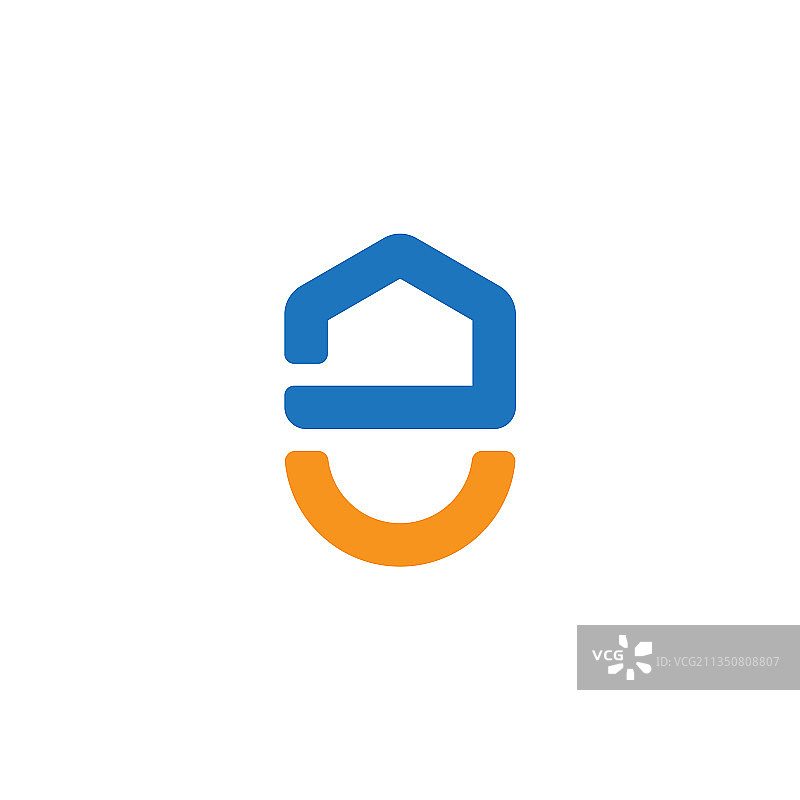 蓝色微笑房屋标志彩色简约logo图片素材