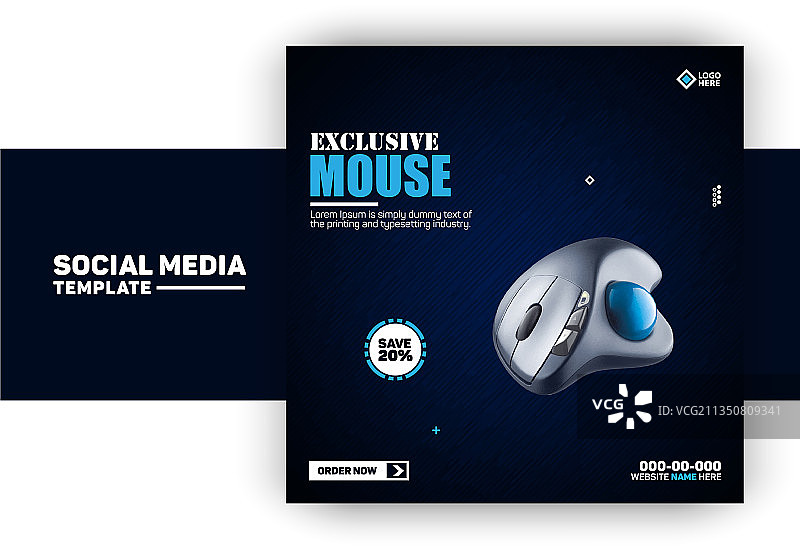 独家PC鼠标社交媒体帖子模板图片素材