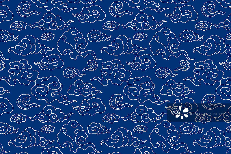 中国风蓝色祥云图案背景图片素材
