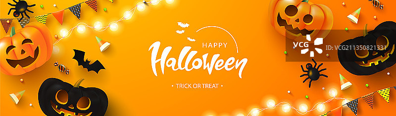 发光南瓜万圣节快乐背景图片素材