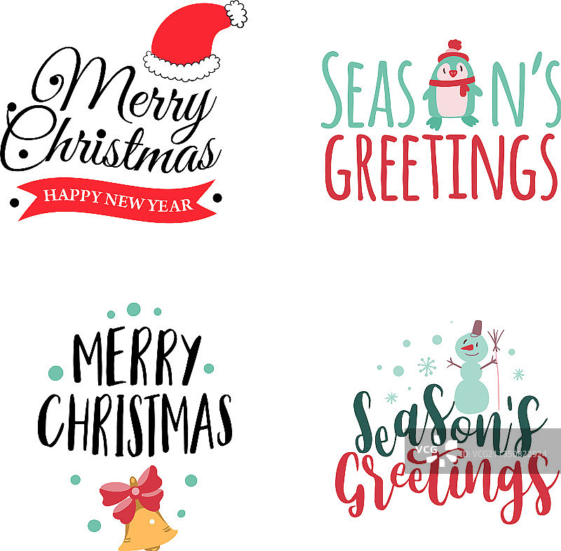 可爱圣诞节徽标四件套图片素材