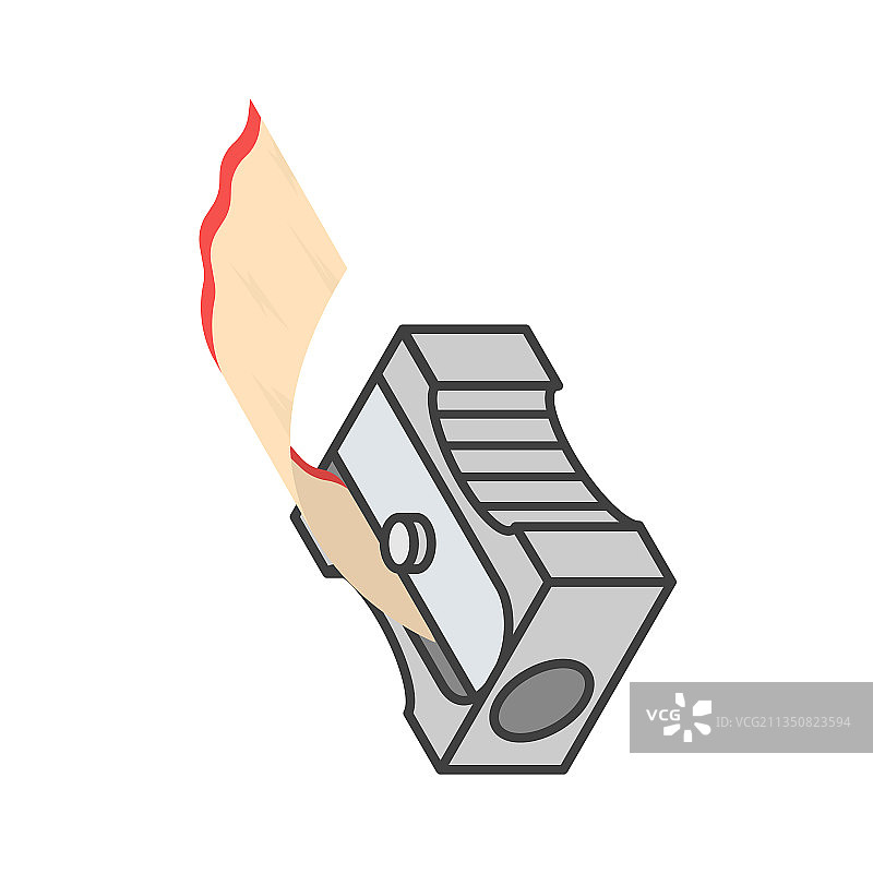 2.5D视角带刨花的铅笔刀图片素材