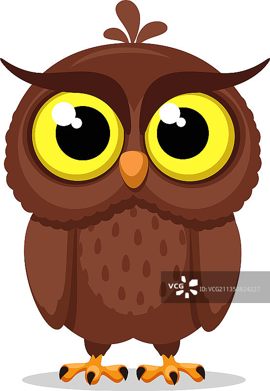 白色背景上的棕色猫头鹰角色图片素材