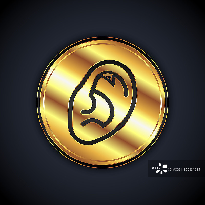 金色耳朵听声音信号图标图片素材