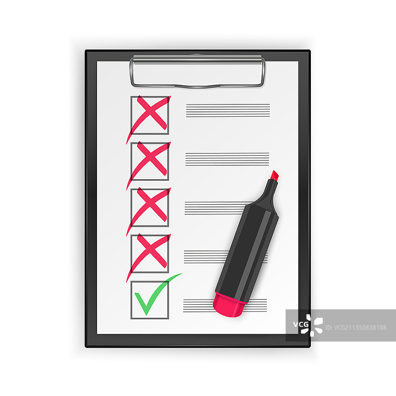 是与否复选标记：绿色对勾和红色叉号图片素材