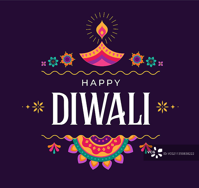 排灯节快乐印度教节日banner贺卡图片素材