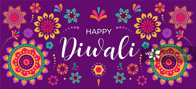 排灯节快乐印度教节日banner贺卡图片素材