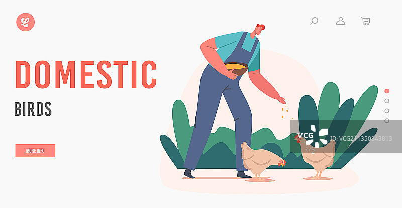 家禽着陆页模板，农民喂养图片素材