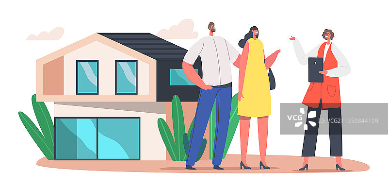 情侣购买郊区别墅图片素材