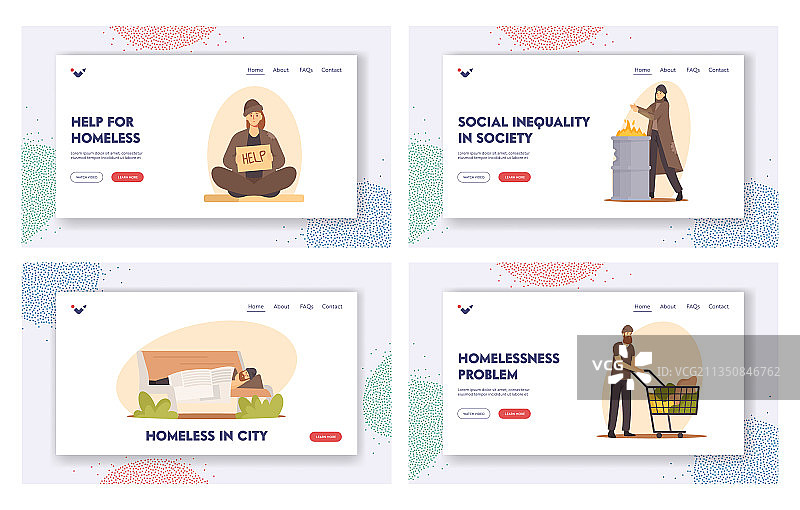 无家可归者着陆页模板乞丐图片素材