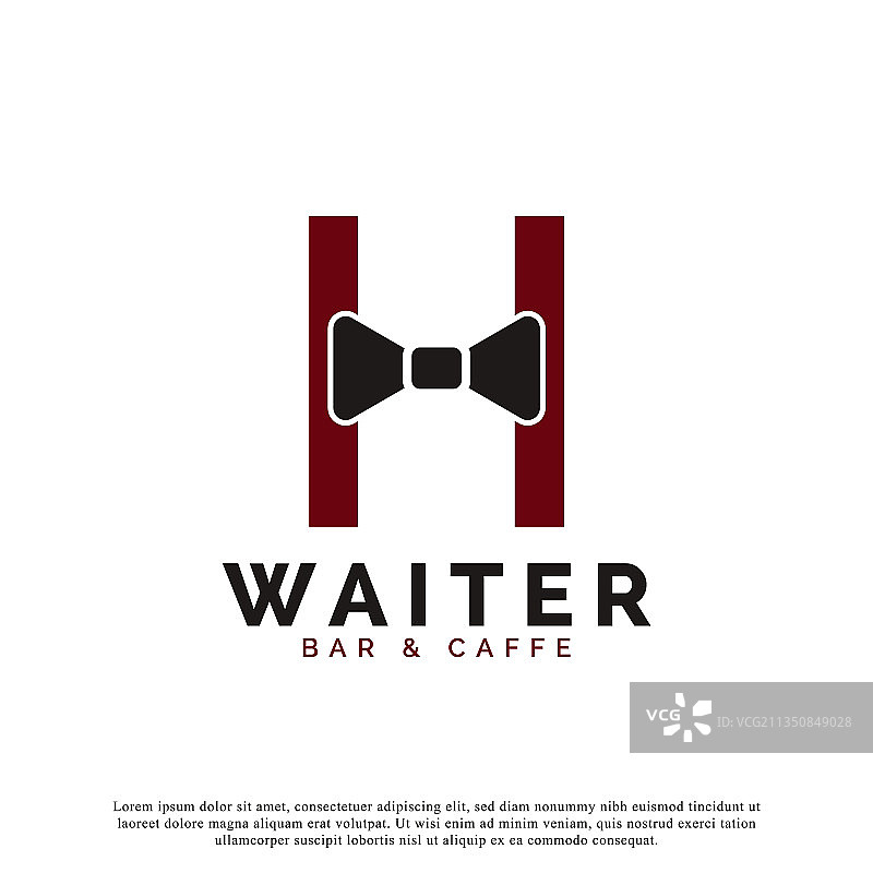 首字母H服务员领结酒店餐厅标志图片素材