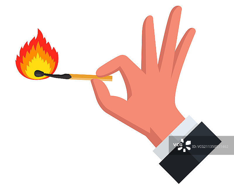 白色背景上燃烧的火柴图片素材